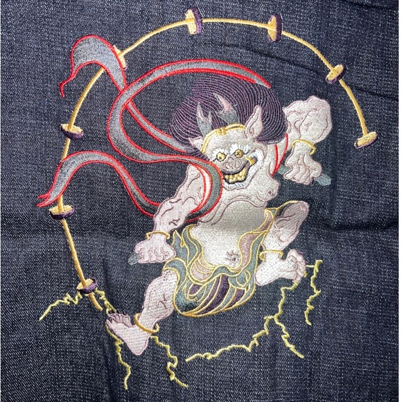 RMC Martin Ksohoh Fujin and Raijin Embroidered Indigo Raw Selvedge Denim Jacket - Picture 4 of 13